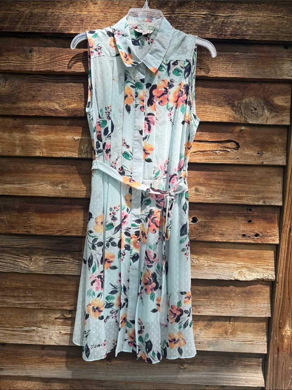 Nanette lepore button down collared floral belted 2 piece dress